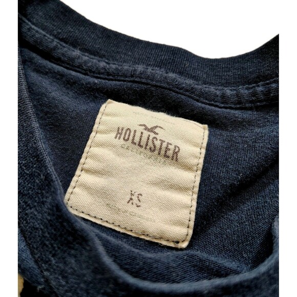 Hollister Surf Team Y2K Baby Tee Juniors XS Navy Graphic Top Early 2000s - Picture 4 of 7